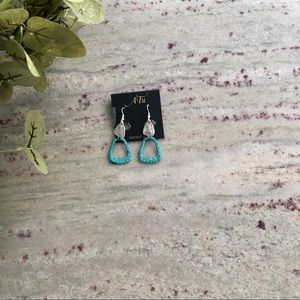 Silver and teal statement earrings southwestern